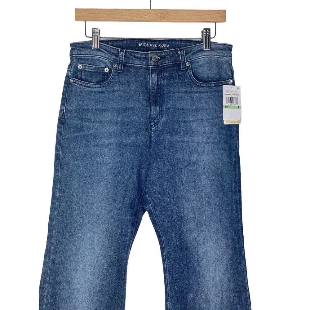 MICHAEL Michael Kors Selma Shank Flared Jeans‎ Blue Pockets Size 8 - Picture 2 of 8